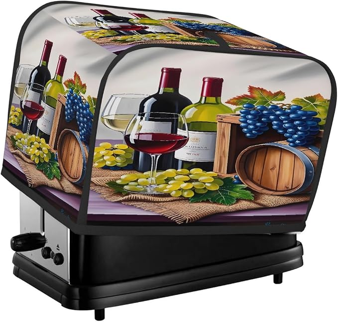 2 Slice Toaster Cover Grapes Red Wne Toaster Covers Two Slice Wide Slot Waterproof and Dustproof Covers for Wide Slot Toasters and Small Appliances Kitchen Decor Gifts