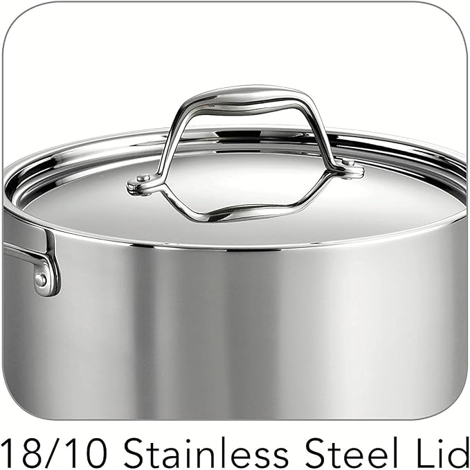 Tramontina Signature Tri-Ply Clad Stainless Steel 6-Quart Sauce Pot | Induction-Ready, Dishwasher-Safe, NSF-Certified, Made in Brazil