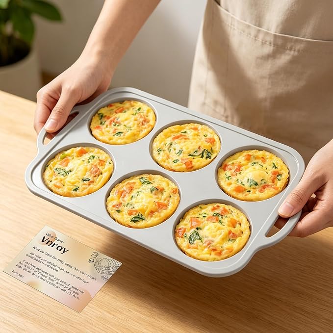 4 Inch Jumbo Silicone Muffin Top Pan with Frame Non Stick Egg Mold Baking | Silicone Egg Mold for Oven, Large Whoopie Pie Baking Pan with Handle for English Breakfast Sandwich Egg Bite Bun Tart Vnray