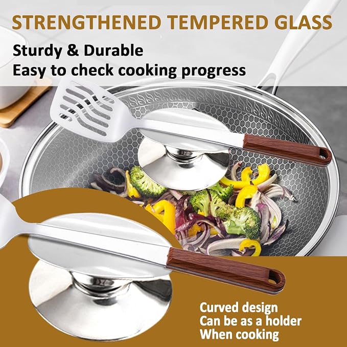 Tempered Glass Lid for Replacement, Clear Cover for Pans and Pots, 8, 9.5, 10.5, 11, 12, 12.5 Inch Lids for Cookware Cooking, Frying Pans, Skillets, Dutch Oven, Sauce Pan (8 In)