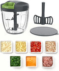 Ibergrif Manual Food Processor Vegetable Chopper, Portable Onion Chopper Garlic Mincer with Hand Pull String Cutter for for Veggies, Ginger, Egg, Fruits, Nuts, Herbs, 900ml, for Kitchen, Camping, RV