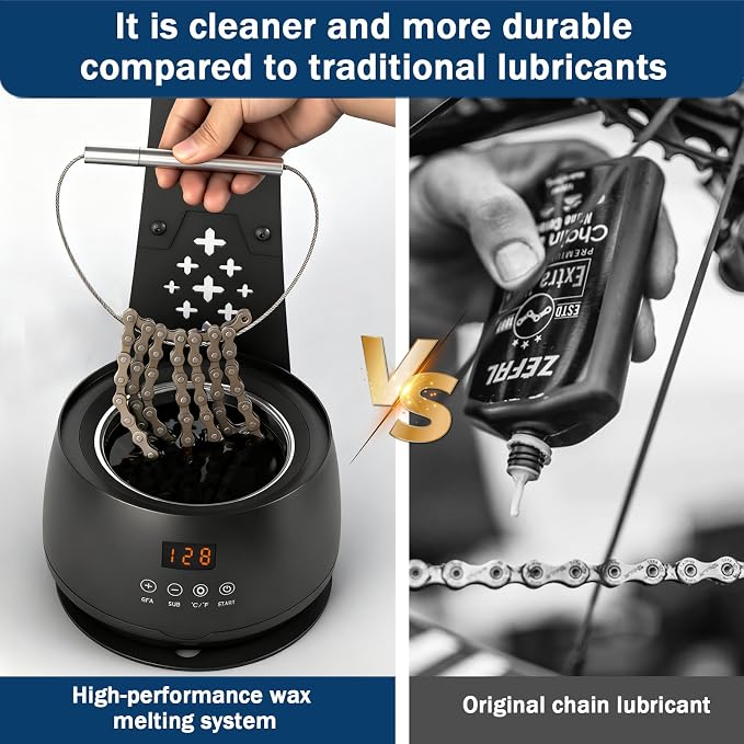 Bicycle Chain Wax Melting System 19oz, with Inner Pot and Cooling Rack | Precise Temperature Control for Rapid Melting, Complete Waxing Kit, Easy to Use All-in-One Chain Care Tools