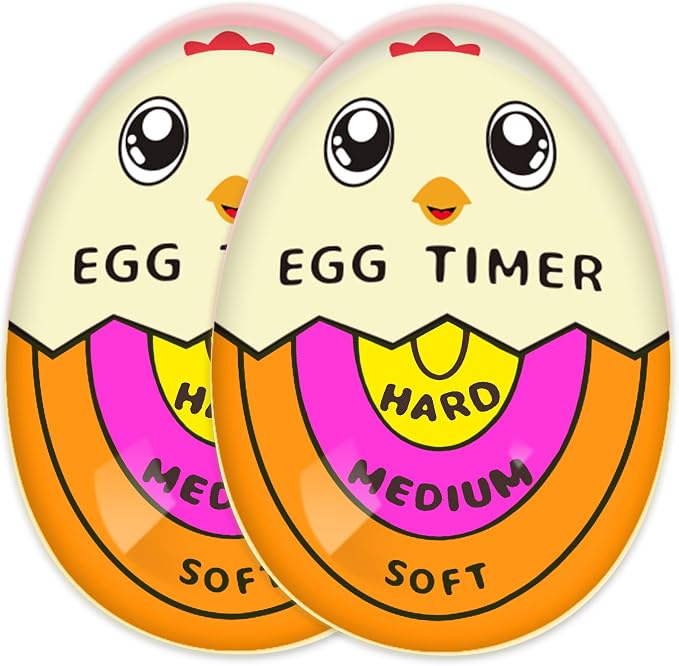 Lasubst Egg Timer for Boiling Eggs that Changes Color When Done, 2 Orange
