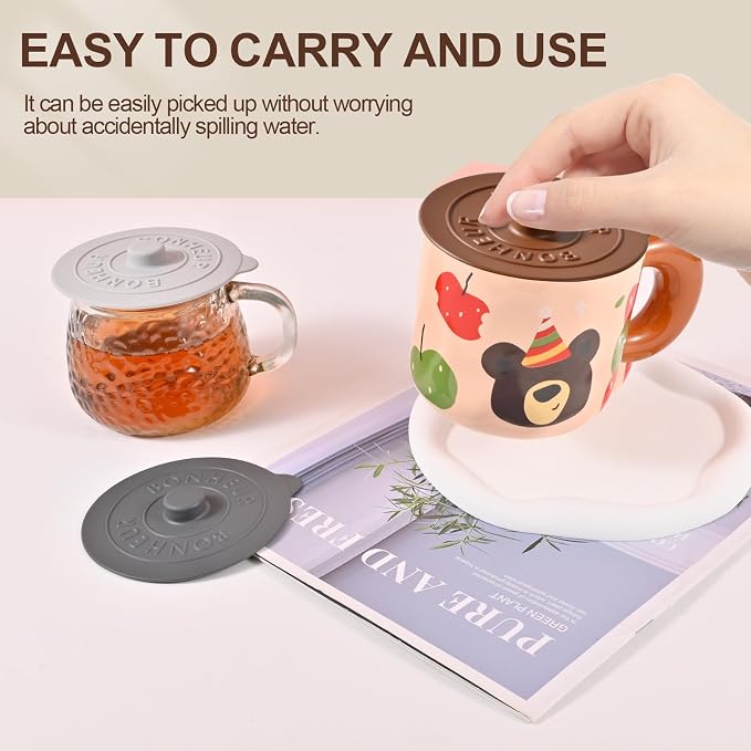 Silicone Cup Covers (Set of 3),Multicolored Silicone Lids | Mug Covers for Mugs, Cups, Tea Pots,Cup Lids for Coffee & Tea