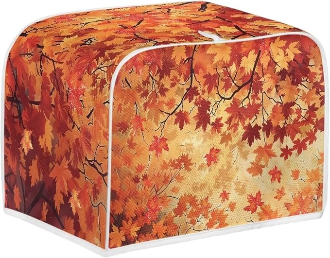 Fall Maple Leaves Print 2 Slice Bread Toaster Cover Bakeware Protector Kitchen Accessories Appliance Dust Cover for Thanksgiving, Kitchen Decor Toaster Oven Covers