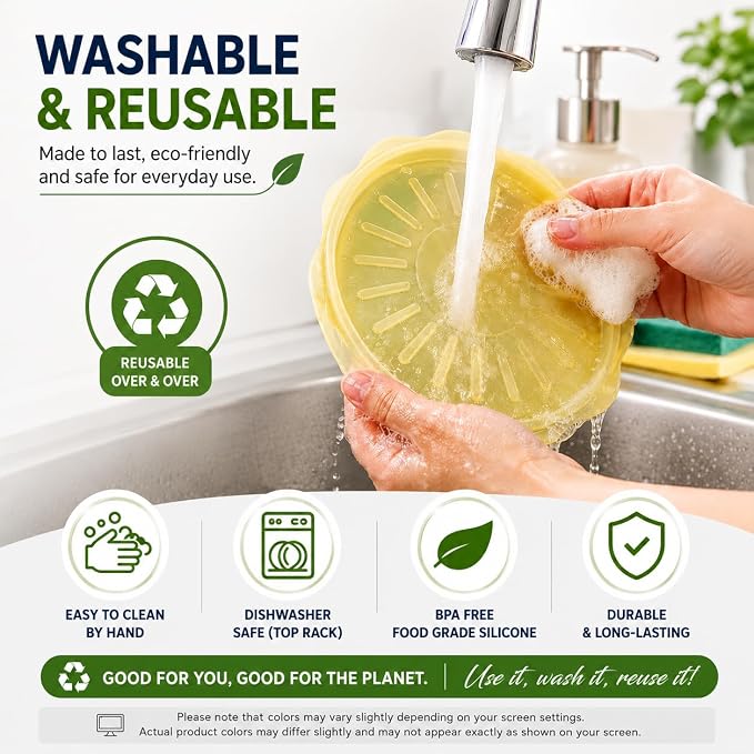 Silicone Bowl Covers – Stretch Lids (6 Pack) – Reusable Food Storage Covers for Bowls, Cups & Containers – Airtight, Leakproof, BPA Free, Eco-Friendly – Microwave, Freezer & Dishwasher Safe