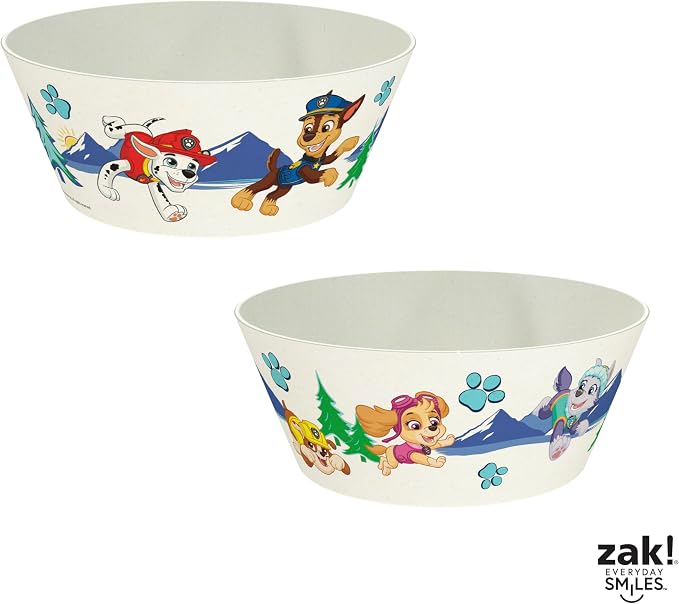 Zak Designs PAW Patrol Kids Dinnerware Set 3 Pieces, Durable and Sustainable Melamine Bamboo Plate, Bowl, and Tumbler are Perfect For Dinner Time With Family (Chase, Marshall, Skye & Friends)