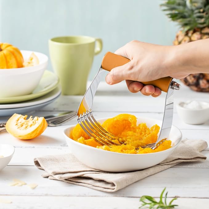 Spring Chef Large Dough Blender For Baking - Durable Pastry Blender - Mango | Heavy Duty Dough Mixer Hand Tool w/ Stainless Steel Blades, Professional Pastry Cutter Tool for Easy Mixing, Dishwasher Safe