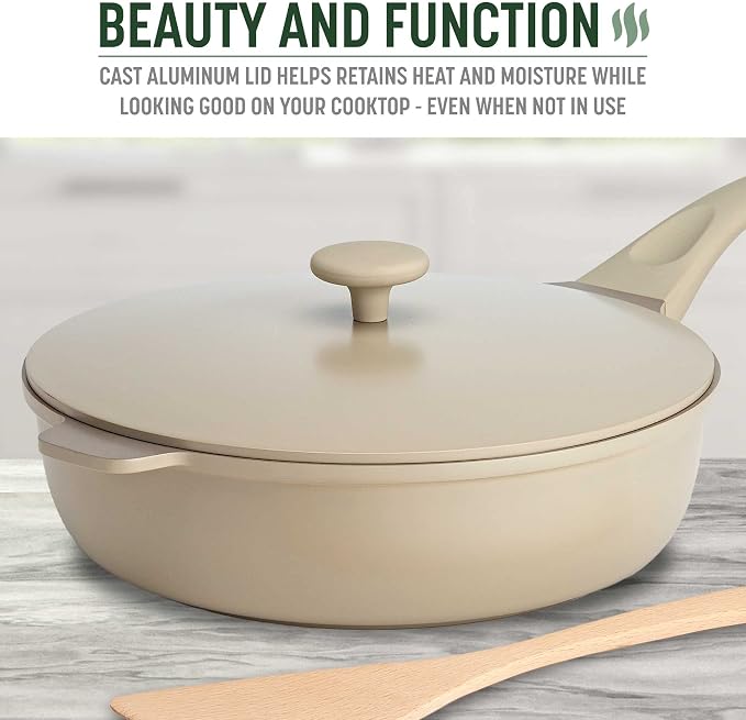 Goodful All-in-One Pan, Multilayer Nonstick Cookware Set, High-Performance Construction, Multipurpose Design Replaces Multiple Pots and Pans, Dishwasher Safe, 11-Inch, 4.4-Quart Capacity, Linen