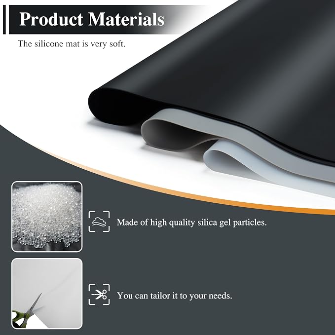 Large Silicone Mats for Kitchen Counte, YACEYACE 2Pcs 25"x 17" Frosted Silicone Mat, Silicone Craft Mats for Jewelry Resin, Heat Resistant, Baking