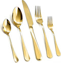 20 Piece Silverware Set, Kitchen Utensils Set for Restaurant & Home, Stainless Steel Cutlery Set, Flatware Set include Forks, Knives, Spoons, Household Essentials for New Home, Gold