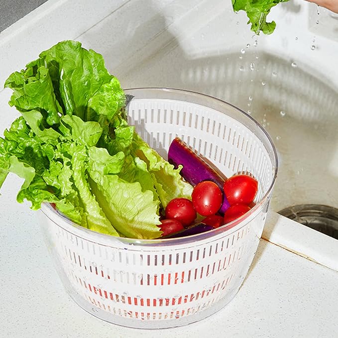 USB Electric Salad Spinner,4L Large Capacity Lettuce Vegetable Washer Dryer | Vegetable Strainer Spinner for Lettuce Fruit Drying,Automatic Compact Salad Cleaner and Dryer for Home Kitchen Gadget(White)