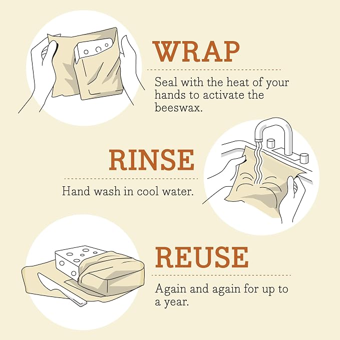 Bee's Wrap Beeswax Wraps for Food - 3 Pack of Assorted Beeswax Wraps - 2 Medium & Sandwich Wrap - Plastic Free Made in USA Reusable Natural Food Wrap - Bees & Bears