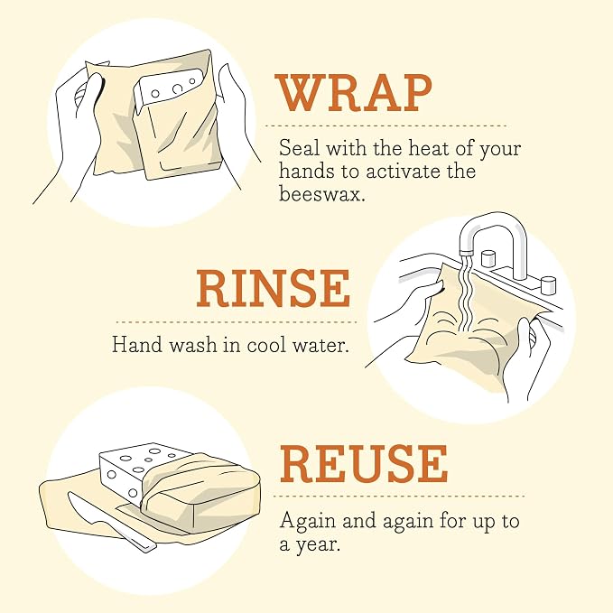 Bee's Wrap Beeswax Sandwich Wrap - Honeycomb | Button & Tie Closure - Plastic Free - Organic Beeswax Wraps - Reusable Lunch Wrap - Sandwiches & Snacks - Made in USA