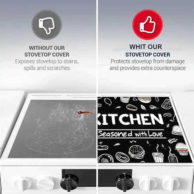 HOMETITUTE Kitchen Seasoned with Love Stove Cover 28x20 Diatomite Mat