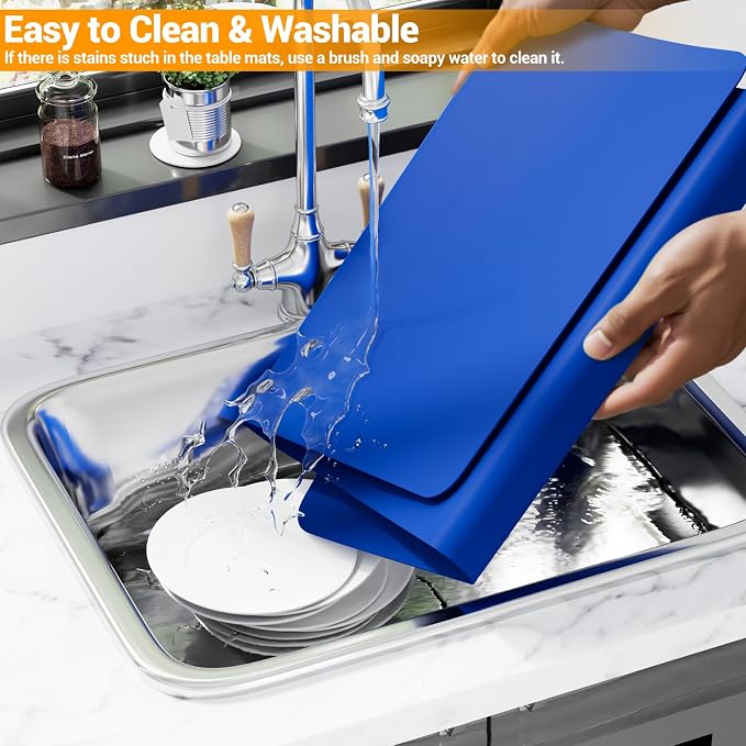 Silicone Protector Mat 47x24 Inch,Blue | 1.3mm silicone mat, heat resistant, non-slip & waterproof. Ideal for baking, painting, resin, welding and table protection.