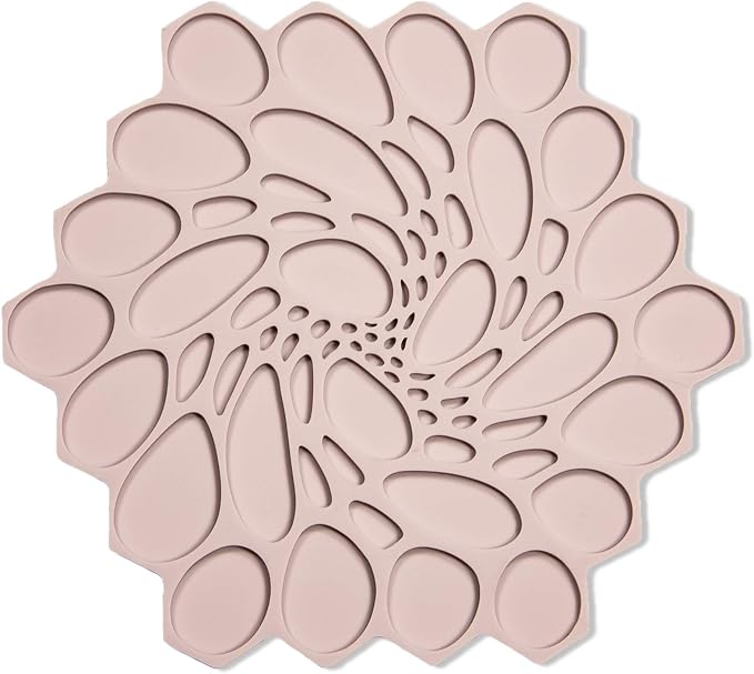7 x 7 Hive Interlocking Silicone Trivet, BPA, PVC-Free, Heat Resistant Up to 675°F, Non Slip, Protects Table from Heat, Rose Color, Pack of 1