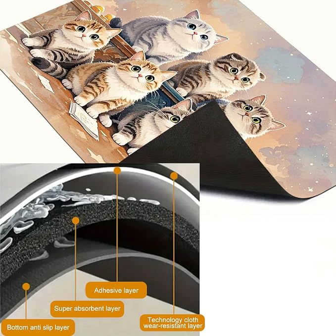 HOMETITUTE Cute Cat Stove Top Cover 28x20 Diatomite Heat Resistant Mat
