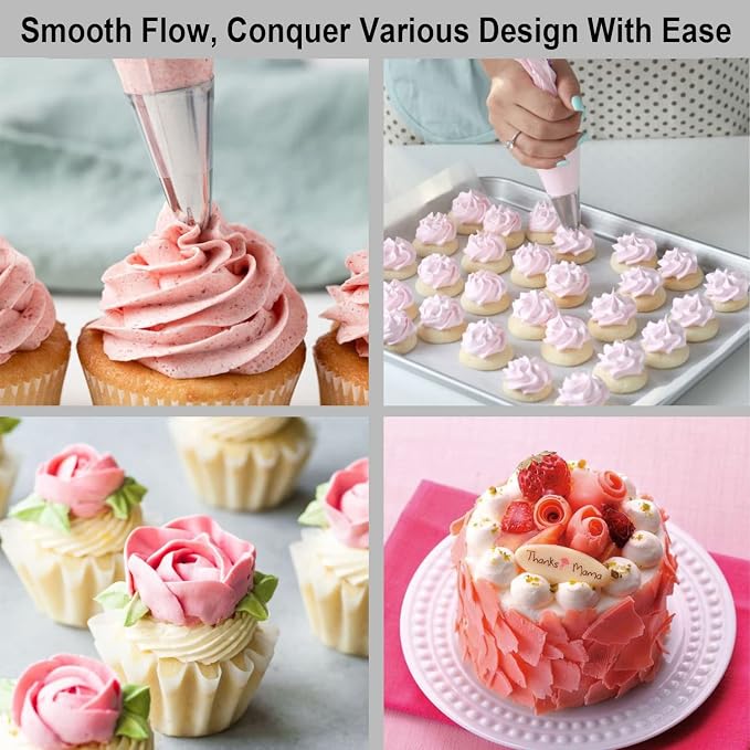 Pastry Piping Bags -100 Pack-16-Inch Disposable Cake Decorating Bags Anti-Burst Cupcake Icing Bags for all Size Tips Couplers and Baking Cookies Candy Supplies Kits - Bonus 2 Couplers