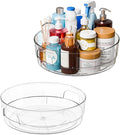 12" W Clear Acrylic Lazy Susan Turntable for Refrigerator,Cabinet - with Handle - 2 Pack Large Fridge Sauce Condiment Turn Table Organizer,Spinning Round Spice Rack Carousel for Pantry,Kitchen