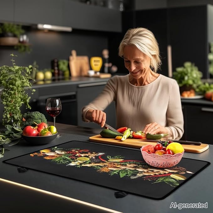 Food Electric Stove Insulation Pad Heat & Stain Resistant Dish Drying Mat for Kitchen 30x21 Inch Cooktop Stove Guard Protector with Anti-Slip Grip Extra Large Mat
