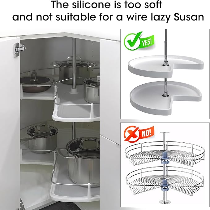 Lazy Susan Shelf Liner,Silicone Lazy Susan Liners for 28in Kitchen Turntables – Non-Slip and Heat-Resistant for Added Convenience 2PCS