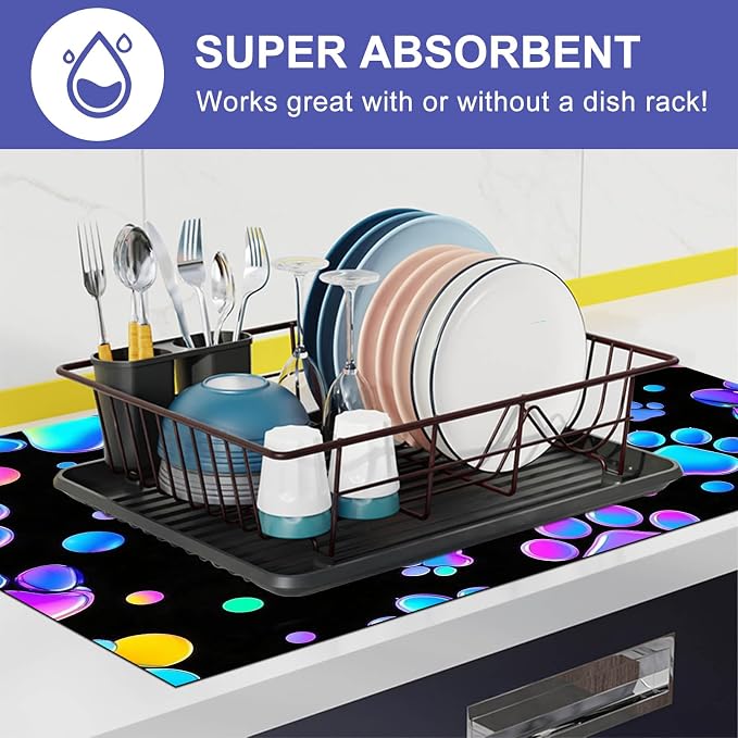 HOMETITUTE Rainbow Paw Print Stove Top Cover 28x20 Diatomite Mat