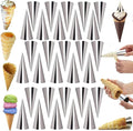 30 Pack Cream Horns Molud Set, Large Stainless Steel Canolis Forms Cannoli Kit for Baking Cannolis, Croissant Shell, Cream Roll Dessert, Safety Filled Edges