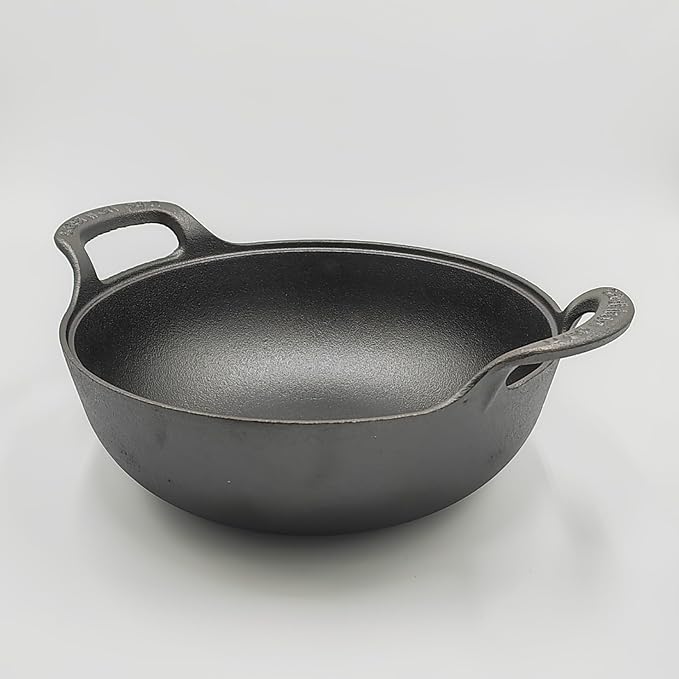 Cast Iron Wok with Dual Handle, Pre-Seasoned Stir-Fry Pans (Wok with Lid 11 inch)