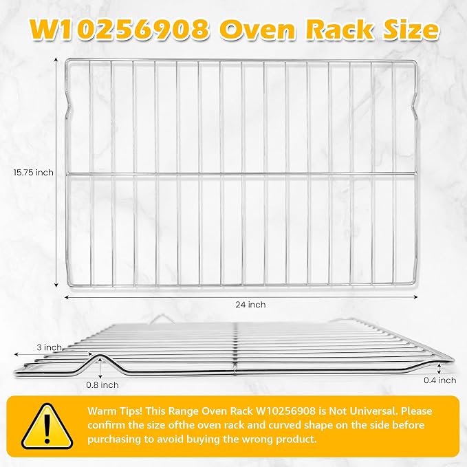 2PCS W10256908 Oven Rack Compatible with Whirlpool Range, 24 x 15-3/4 Inches, Replacement for W10138079, 3195710, W10179196