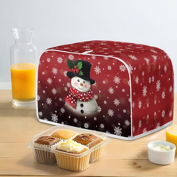 Christmas Snowflake Print Two Slice Toaster Cover Kitchen Small Appliance Covers Kitchen Decoration Microwave Oven Dustproof Cover Keep From Dirty Stain