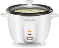 Proctor Silex Rice Cooker & Food Steamer, 10 Cups Cooked (5 Cups Uncooked) | Includes Steam and Rinsing Basket , Measuring Cup & Spatula | Easy 1 Touch Controls | White | 37533MN
