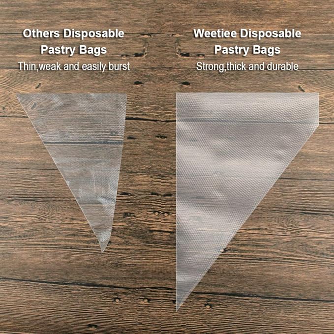 Pastry Bag - 100 Pieces 16 Inch [Extra Thick] Disposable Piping Bags Set with 8 decorating tips, 1 coupler and 3 Bag Ties for Cake Decorating Royal Frosting