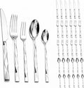 30-Piece Silverware Set for 6, Premium Stainless Steel Flatware Cutlery Set with 3D Diamond Faceted Handles, Mirror Polished & Dishwasher Safe, Modern Kitchen Utensils Set