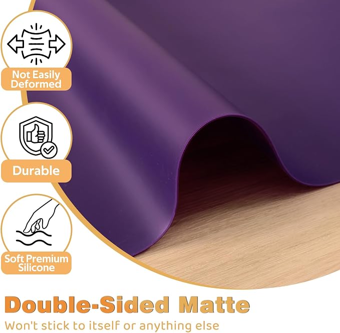 49.2" x 15.7" Large Silicone Mat for Kitchen Counter Protector, Cuttable | Silicon Countertop Protector Mat Heat Resistant Mats for Countertop, Cut to Fit Placemat Ship Roll by Foepoge, Purple
