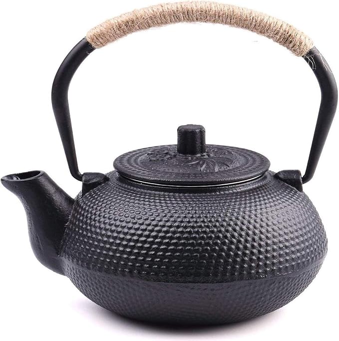 suyika Japanese Tetsubin Cast Iron Teapot Tea Kettle pot with Stainless Steel Infuser for Stovetop Safe Coated with Enameled Interior 22 oz/650 ml | Teapot Tea Kettle pot with Stainless Steel Infuser for Stovetop Safe Coated