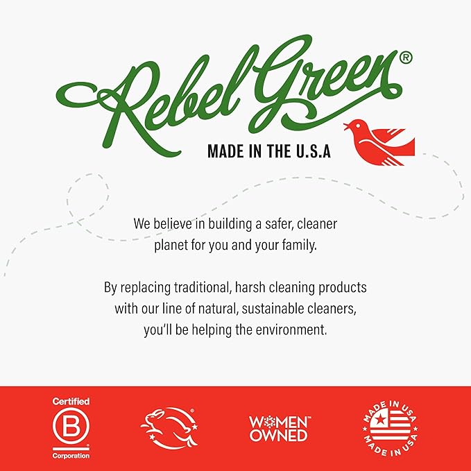 Rebel Green Fruit & Veggie Clean, Plant-Derived Produce Cleaner | Natural Fruit and Vegetable Wash with No Aftertaste, Dirt & Grime Removal, Half Gallon Refill Bottle