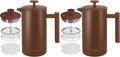 Secura French Press Coffee Maker, 304 Grade Stainless Steel Insulated Coffee Press with 2 Extra Screens, 34oz (1 Litre), Coffee (Pack of 2)