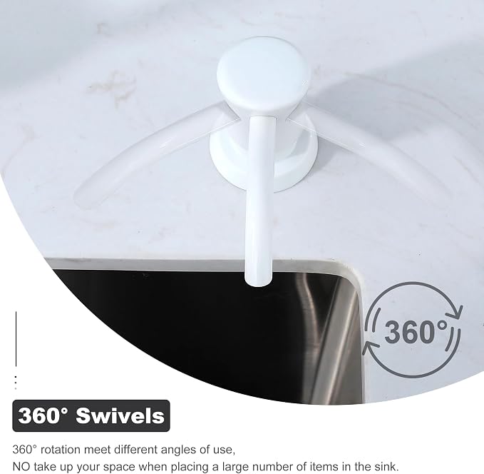 Dish Soap Dispenser for Kitchen Sink, 17 oz Bottle, White | Refills From The Top, No-Leak ABS Pump, DIY Installation, 360° Swivel, Fits 1–1.5 in Sink Holes; for Dish Soap or Lotion