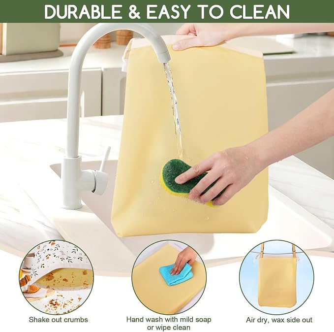 2 Pack Beeswax Bread Bags for Homemade Bread, Sourdough Storage XL 17"x13" | Reusable Bees Wax Bread Bag & Keeper, Natural Canvas with Premium Box for Home Baking, Freezer Storage & Outdoor Use