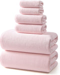 REDKISS 6 Piece Pink Towel Set, Extra Large Microfiber Bathroom Towels Set, 2 Bath, 2 Hand, 4 Washcloths, Super Soft, Highly Absorbent, Quick Dry Pink Towels for Bathroom, Gym, Spa & Hotel