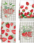 Strawberry Kitchen Towels Sage Green Hand Dish Towels | Absorbent Berry Tea Towel Fast Drying Housewarming Gift for Kitchen Bathroom Christmas Holiday Strawberry Party Decor