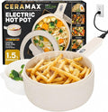 CERAMAX PRO 1.5L Electric Hot Pot with Lid & Steamer | Adjustable Temp, Non Toxic Ceramic Cooker Skillet for Ramen, Eggs, Pasta for Dorms, Camping, RV - New Improved 2026 Model