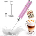 Zulay Kitchen Rechargeable Milk Frother Handheld - Frother Wand, Drink Mixer, Electric Whisk Frother, for Cappuccinos, Matcha & Protein Powder - Lux Double Whisk 2 Speed Waterproof 2000mAh Pink