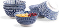 Selamica Porcelain 11oz Ice Cream Bowls Set of 6, Small Bowls, Vintage Blue | Ceramic bowls for Dessert, Ice Cream