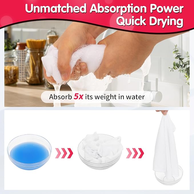 White Microfiber Cleaning Cloth -Pack of 8, Highly Absorbent Cleaning Rags, 16"X12" All Purpose Cleaning Towels for Housekeeping, Kitchen, Car, Lint Free and Reusable Microfiber Towels
