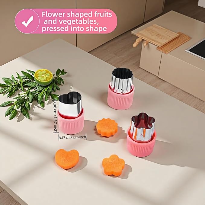 12-Piece Cookie Cutters Set-Stainless Steel&BPA-Free Shapes for Baking (Bear,Rabbit,Star,Flower) DIY Cookies,Mini Pies,Fondant,Veggies|Dishwasher Safe,Gift for teenager & Parents (12, Pink)