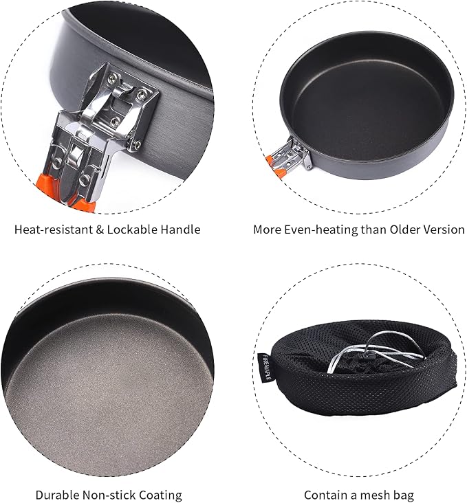 Fire-Maple 7.6 Inch Camping Frying Pan Portable Nonstick Camping Skillet | Hard Anodized Aluminum with Nonstick Coating, Even Heating Thicker Base, Heat-resistant & Self-locking Handle, 9.2oz