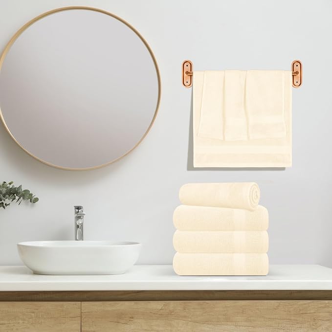 GLAMBURG Ultra Soft 6-Piece Hand Towel Set 16x28-100% Ringspun Cotton - Durable & Highly Absorbent Hand Towels - Ideal for use in Bathroom, Kitchen, Gym, Spa & General Cleaning - Ivory