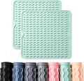 2 Pack Caketime Silicone Dish Drying Mat for Kitchen Counter Baking Cooking Grilling Tools Coffee Must Haves Household Dining Finds Simple Bathroom Dryer Work Place Covers Rubber Rug 12"x12" Green